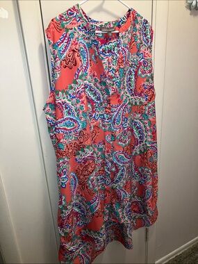 Jessica London Coral Paisley Button-Front Tunic Size 22